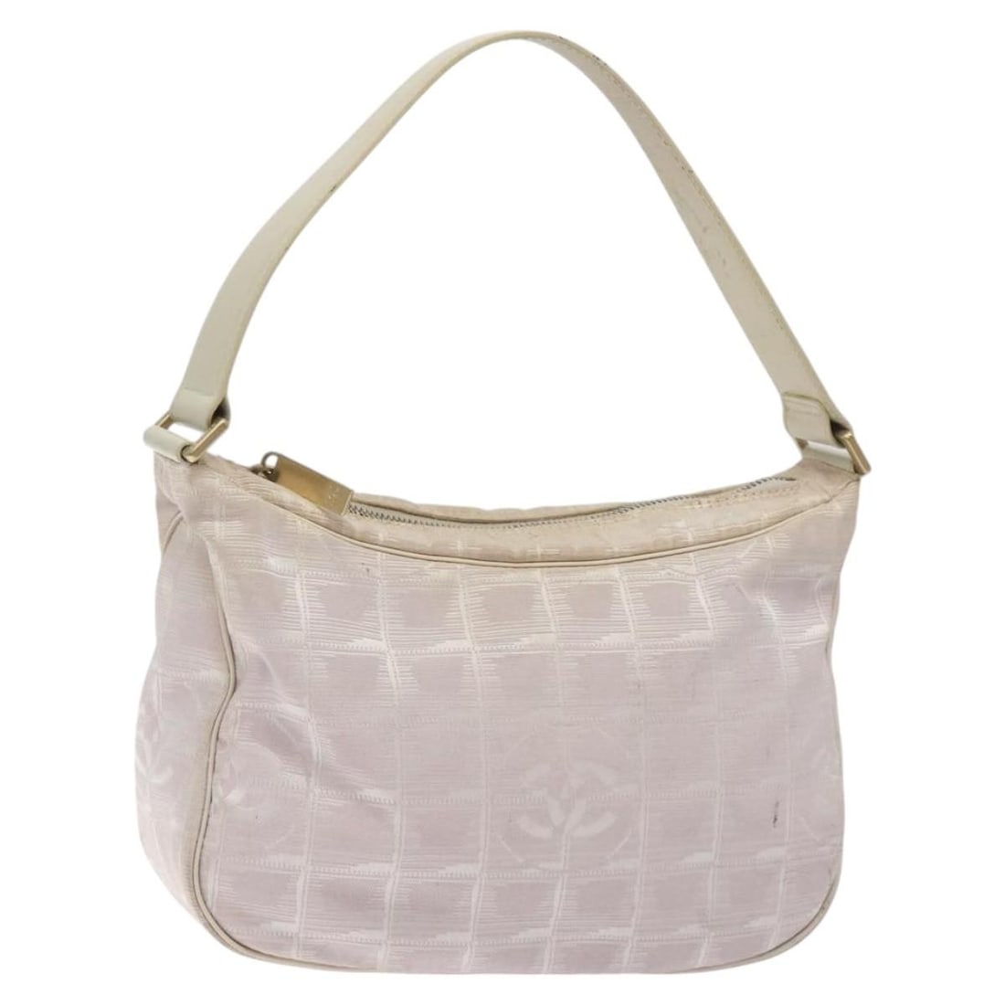 CHANEL Pink Gold Nylon Travel Line Shoulder Bag Auth BS27338: CHANEL Pink Gold Nylon Travel Line Shoulder Bag Auth BS27338 This CHANEL New Travel Line Shoulder Bag is an exquisite accessory that combines functionality with luxury. Crafted from durable nylon, thi