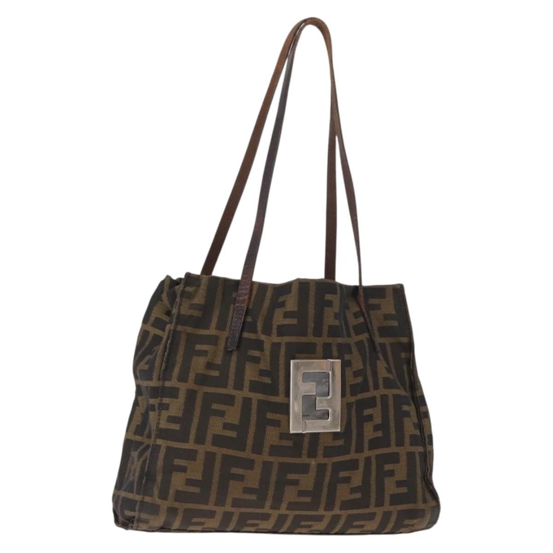 Fendi Black Brown Zucca Canvas Tote Handbag from Italy: Fendi Black Brown Zucca Canvas Tote Handbag from Italy This is a FENDI Zucca Canvas tote bag in black and brown, crafted in Italy. The bag features the brand's signature Zucca canvas exterior, dual to