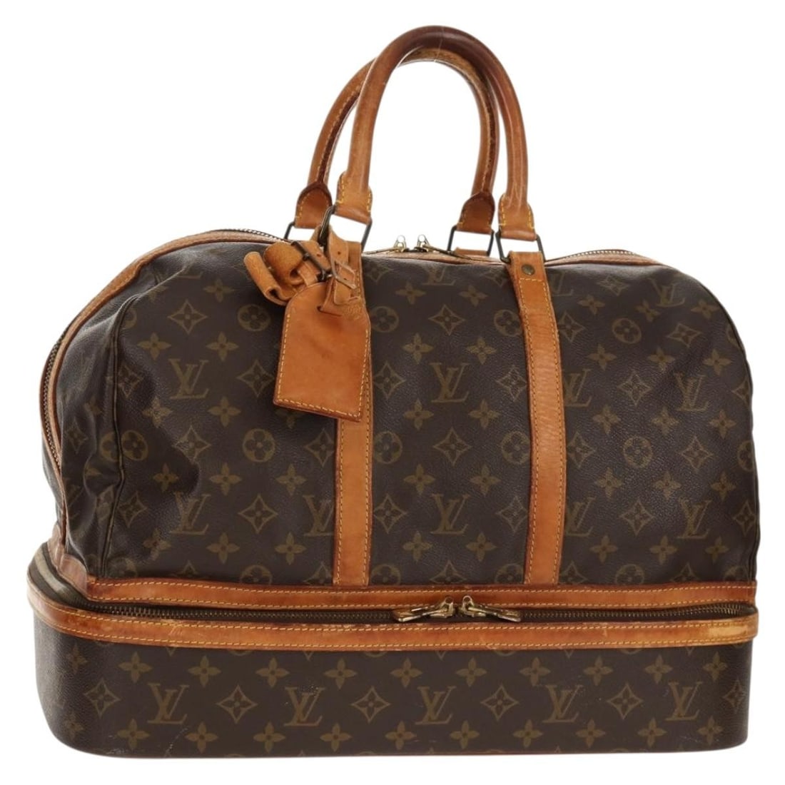 Louis Vuitton M41444 Monogram Canvas Boston Sports Bag with Name Tag: Louis Vuitton M41444 Monogram Canvas Boston Sports Bag with Name Tag This is a Louis Vuitton Monogram Sac Sports Boston Bag, model M41444. Crafted in France, it features the signature Monogram canvas