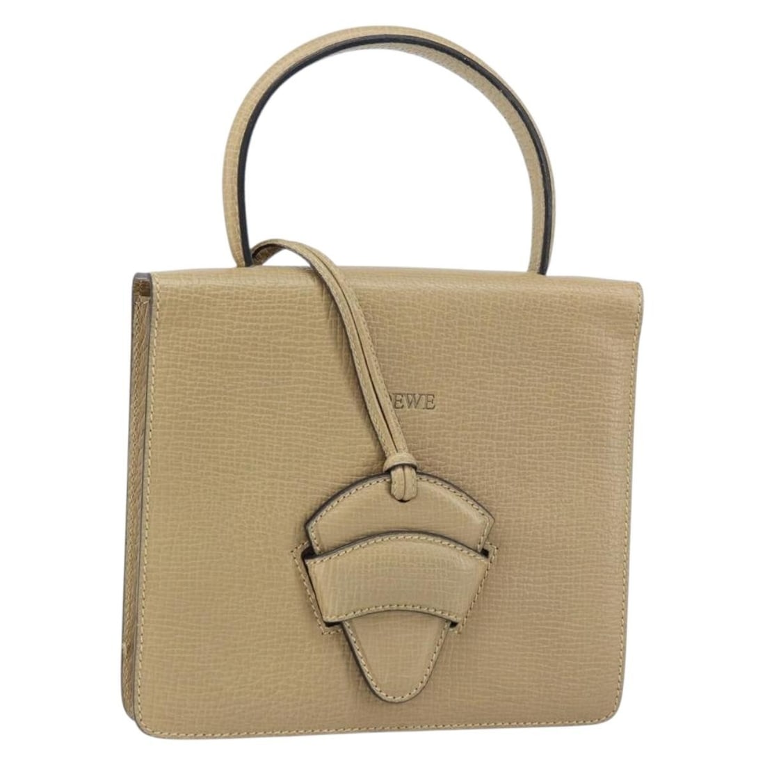 Beige Leather Barcelona Shoulder Bag by Loewe Italy: Beige Leather Barcelona Shoulder Bag by Loewe Italy This LOEWE Barcelona handbag is crafted from beige leather and made in Italy. The bag features both a handle and an adjustable shoulder strap, allow