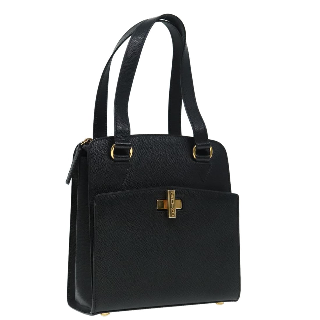 CELINE Leather Hand Bag Black Gold Auth MC96 Made in Italy: CELINE Leather Hand Bag Black Gold Auth MC96 Made in Italy This CELINE hand bag is a stylish accessory crafted from high-quality leather, featuring a sleek black and gold color combination. Ideal for