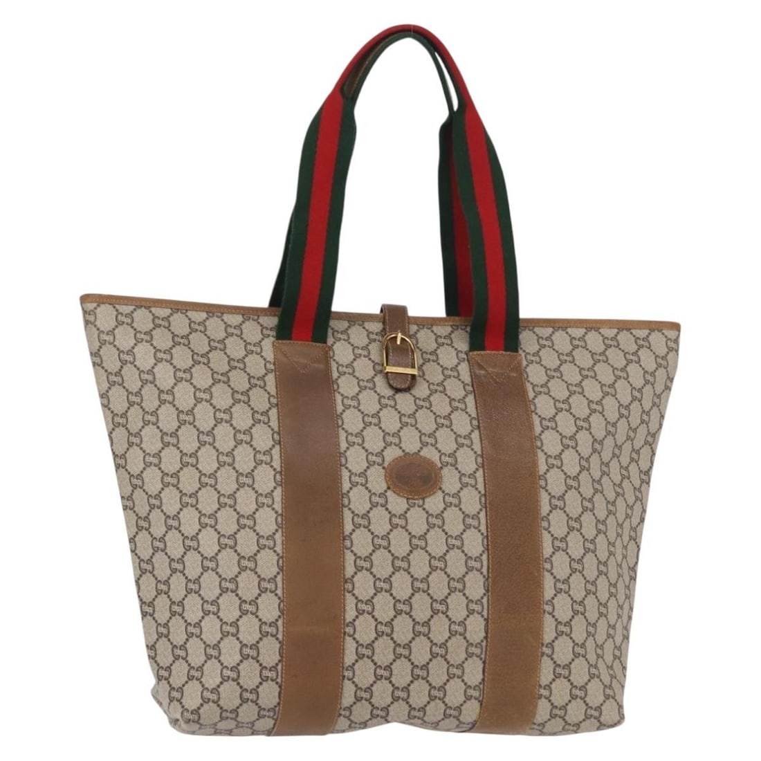 GUCCI Supreme Web Sherry Line Tote Bag Beige Gold PVC Italy Auth ka624: GUCCI Supreme Web Sherry Line Tote Bag Beige Gold PVC Italy Auth ka624 This GUCCI Plus Supreme Web Sherry Line Tote Bag elegantly combines style and functionality. Crafted in Italy, this tote features