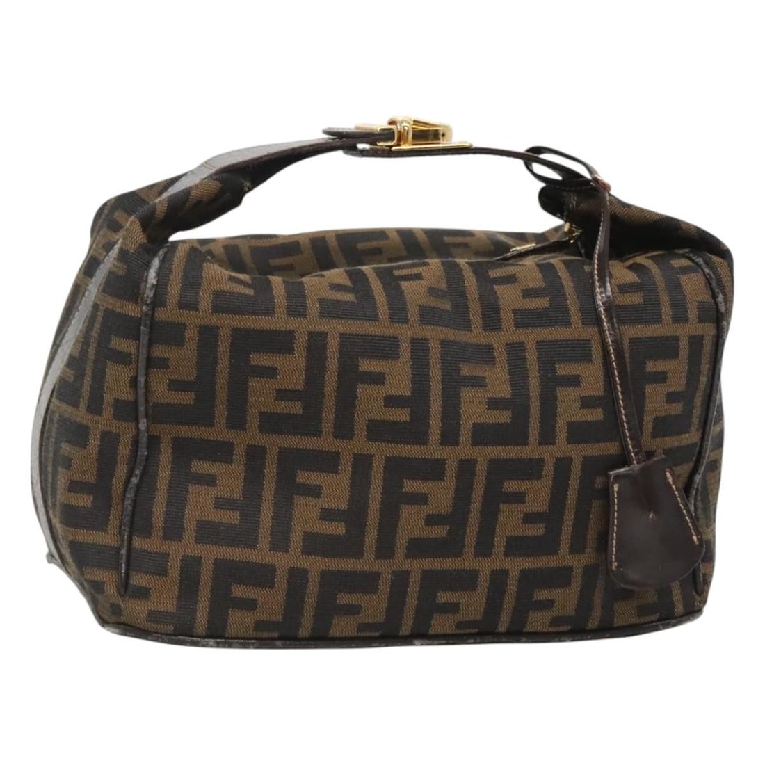 Fendi Zucca Canvas Vanity Cosmetic Pouch in Black Brown Gold with Key (1 of 18)
