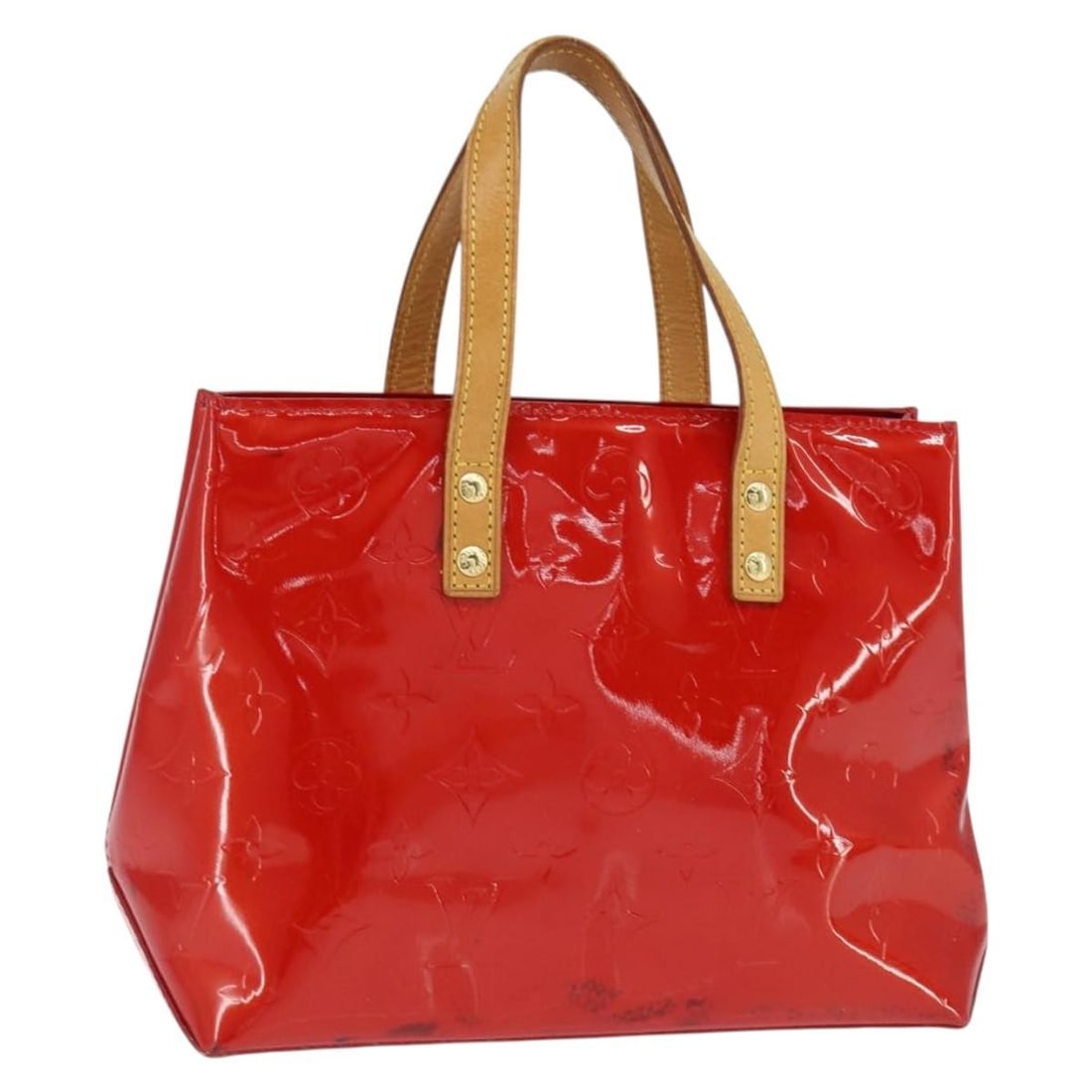 LOUIS VUITTON Monogram Vernis Reade PM Red Hand Bag M91088 Auth (1 of 18)