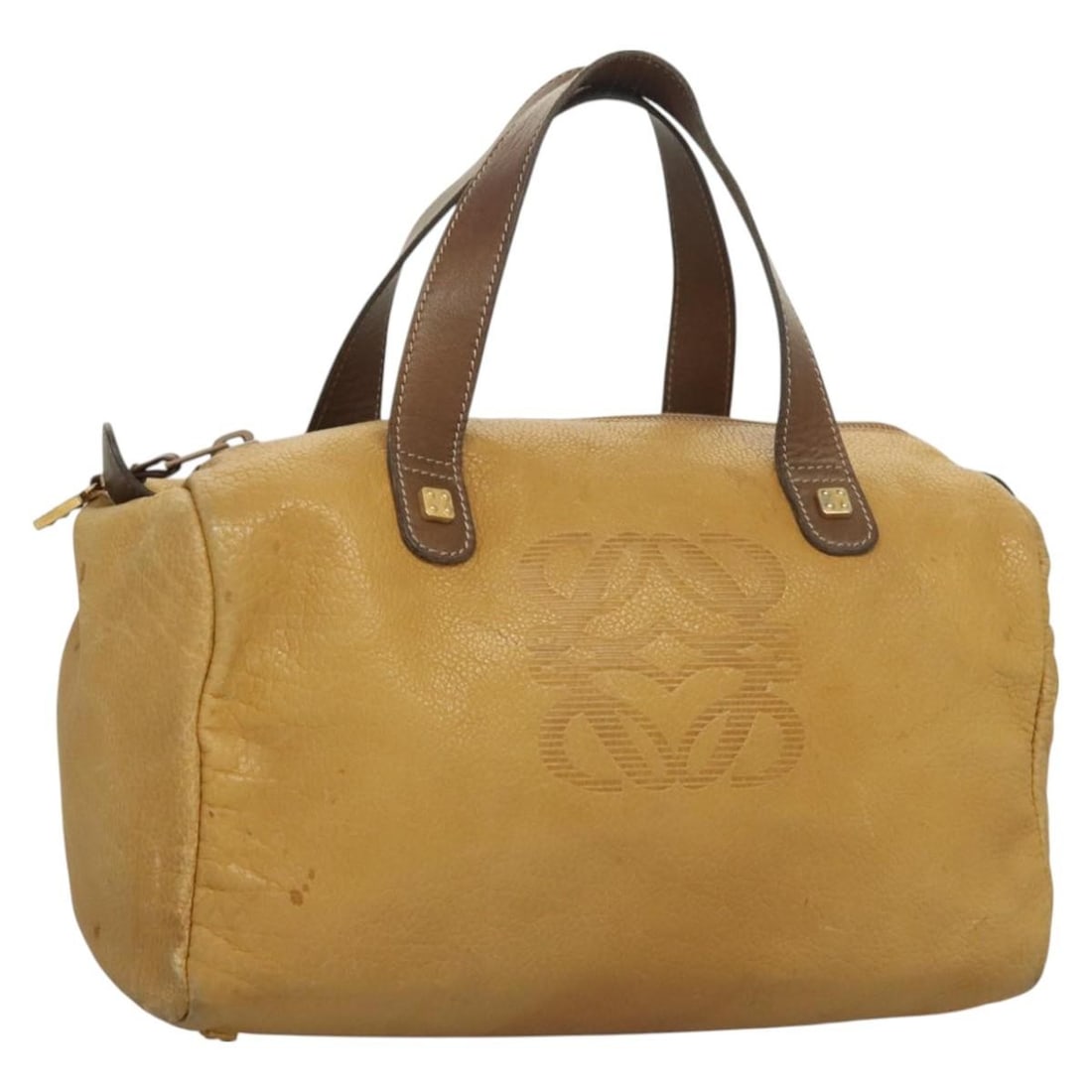 LOEWE Anagram Leather Hand Bag Brown Gold Authenticated (1 of 18)