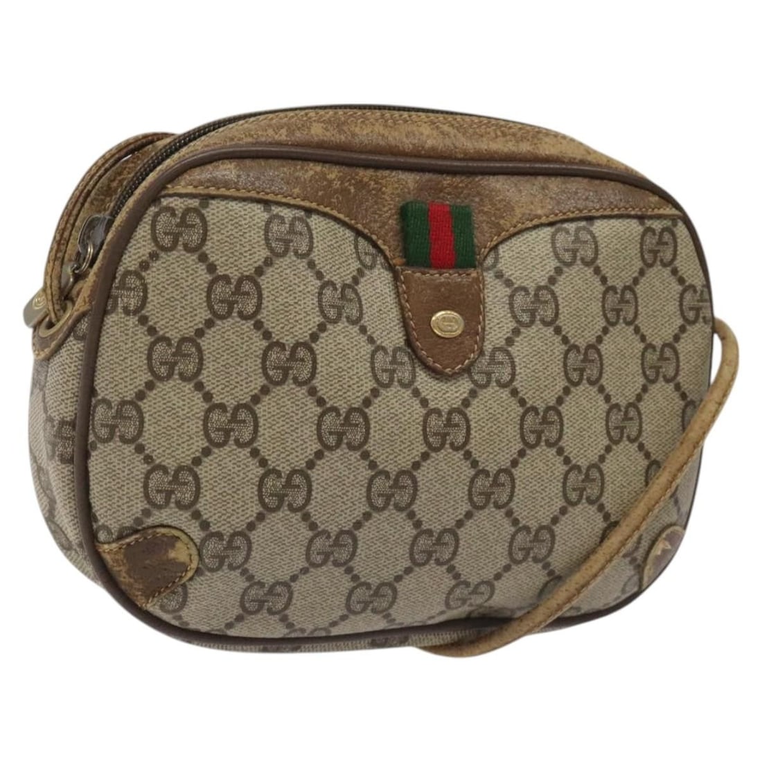 GUCCI GG Supreme Sherry Line Shoulder Bag Beige PVC 89 02 066 Auth: GUCCI GG Supreme Sherry Line Shoulder Bag Beige PVC 89 02 066 Auth This authentic GUCCI GG Supreme Web Sherry Line Shoulder Bag is a stylish accessory crafted from durable PVC leather in an elegant be