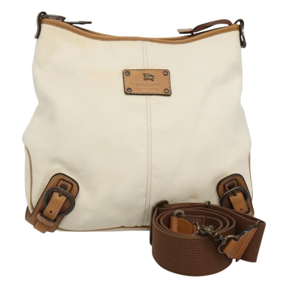 Burberry Blue Label White Canvas Shoulder Bag Japan: Burberry Blue Label White Canvas Shoulder Bag Japan This BURBERRY Blue Label Shoulder Bag is a stylish canvas accessory in a classic white color. Crafted in Japan, this shoulder bag features a spaciou