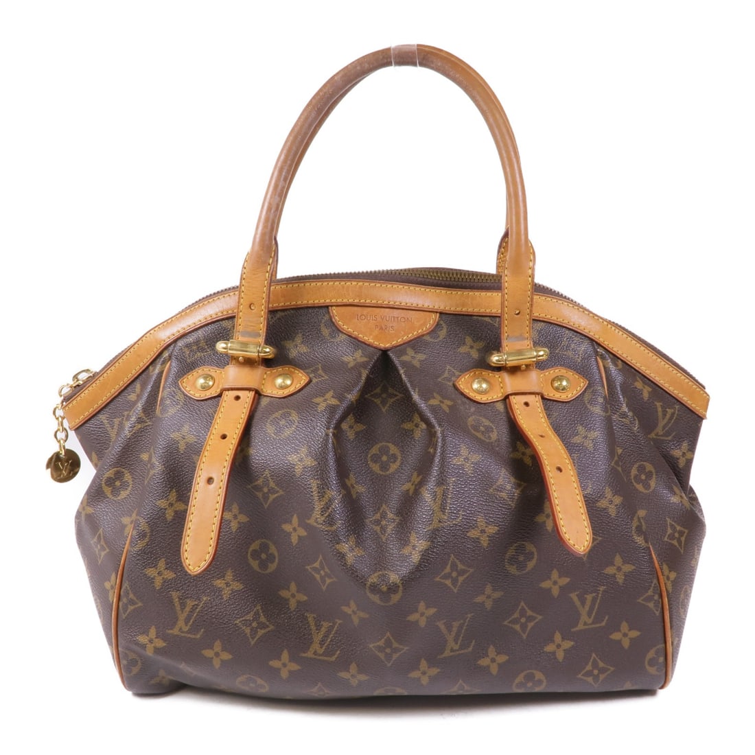 LOUIS VUITTON Tivoli GM Handbag Monogram Brown GHW M40144: LOUIS VUITTON Tivoli GM Handbag Monogram Brown GHW M40144 This authentic Louis Vuitton Tivoli GM Handbag is a stylish and functional accessory, crafted from durable PVC coated canvas in a classic brow