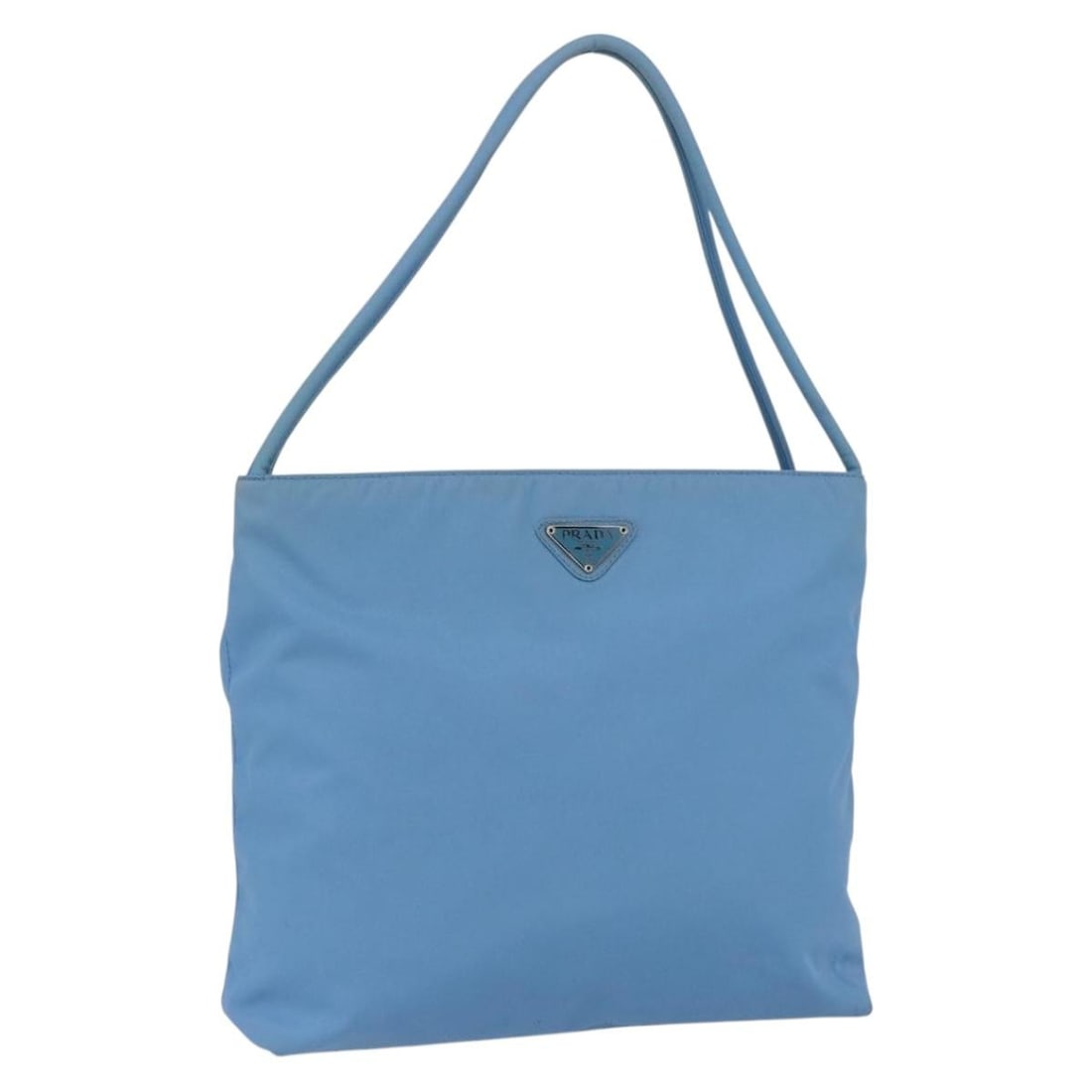 PRADA Light Blue Silver Nylon Tote Bag Italy Auth 157223: PRADA Light Blue Silver Nylon Tote Bag Italy Auth 157223 This PRADA tote bag showcases a stylish light blue and silver design, crafted from durable nylon. Made in Italy, this bag combines functionalit