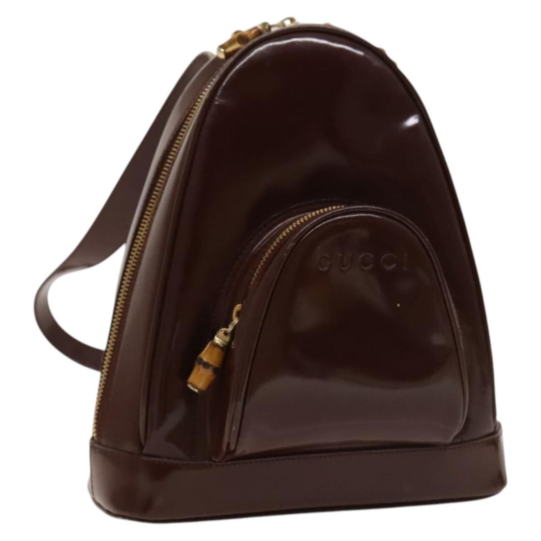 GUCCI Bamboo Body Bag Patent Leather Brown Gold 003 3444 0127 Auth: GUCCI Bamboo Body Bag Patent Leather Brown Gold 003 3444 0127 Auth Discover the elegance of this authentic GUCCI Bamboo Body Bag, crafted in Italy from luxurious patent leather in a stunning brown and