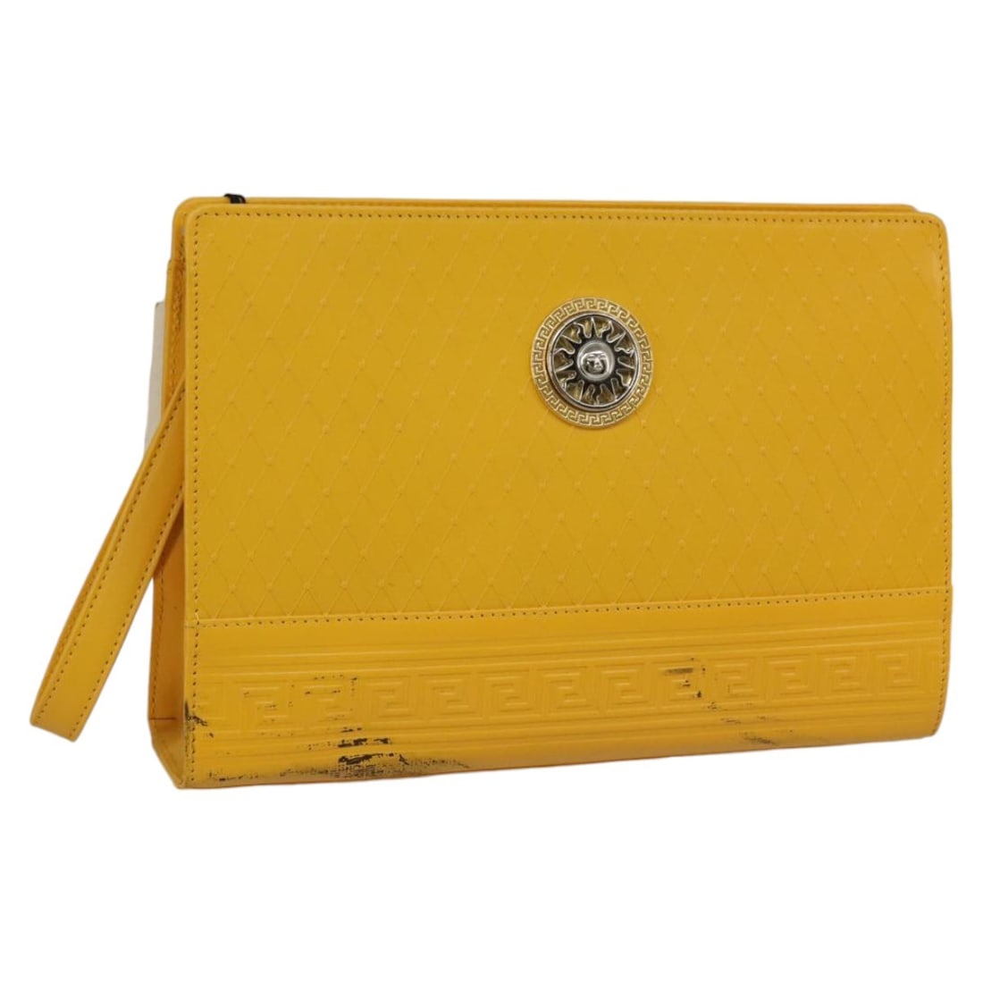 Gianni Versace Yellow Gold Leather Clutch Bag Auth Italy (1 of 18)