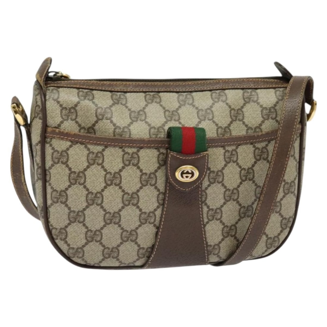 GUCCI GG Supreme Sherry Line Shoulder Bag Beige Gold PVC Auth 39 02 032: GUCCI GG Supreme Sherry Line Shoulder Bag Beige Gold PVC Auth 39 02 032 Discover the elegance of the GUCCI GG Supreme Web Sherry Line Shoulder Bag, crafted from durable PVC leather in a stunning beige