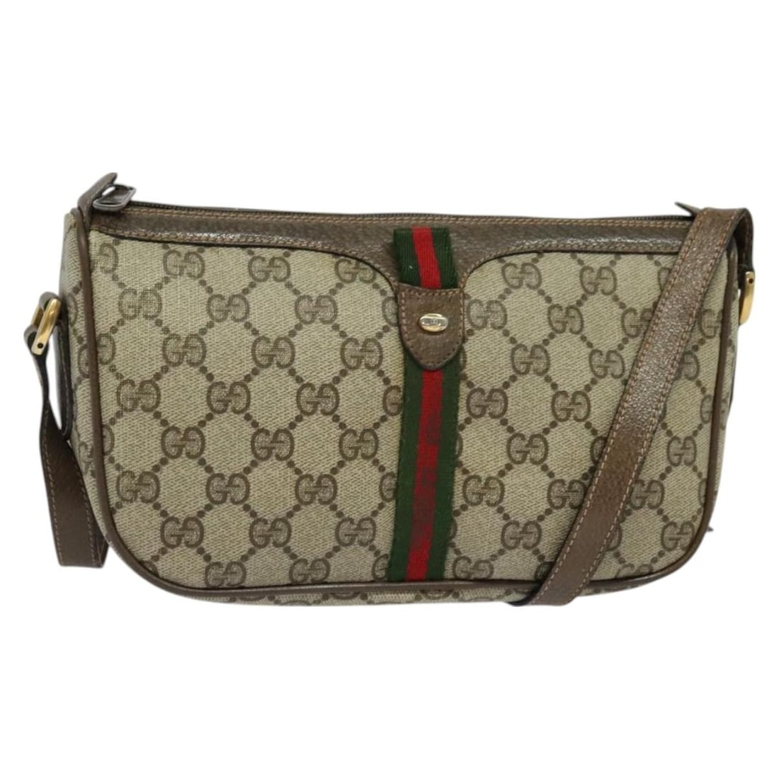 GUCCI GG Supreme Sherry Line Beige Gold PVC Shoulder Bag Auth Italy: GUCCI GG Supreme Sherry Line Beige Gold PVC Shoulder Bag Auth Italy Experience luxury with this GUCCI GG Supreme Web Sherry Line Bag, crafted from durable PVC leather in a sophisticated beige and gold