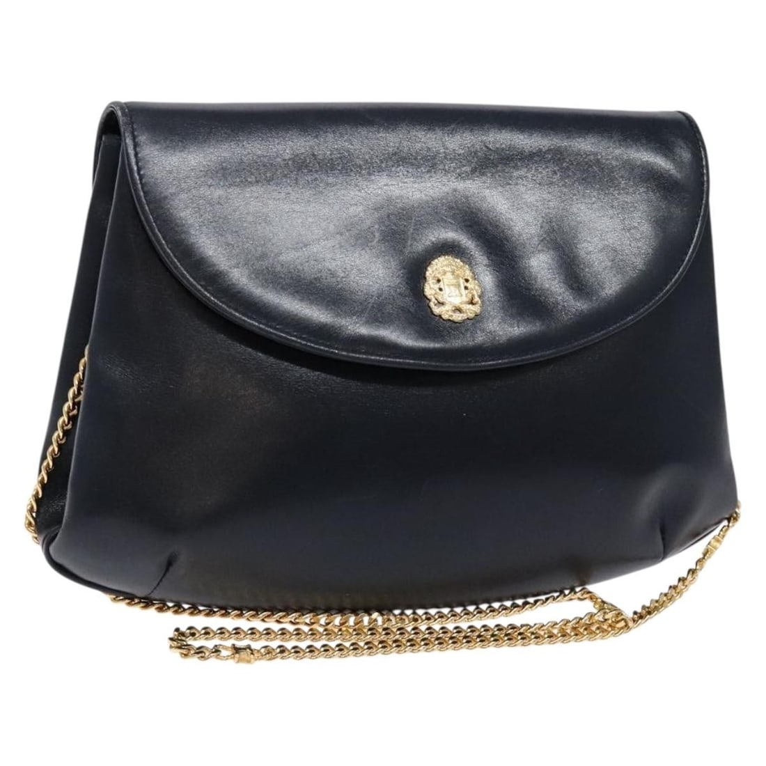 CELINE Navy Gold Leather Chain Shoulder Bag Made in Italy (1 of 18)