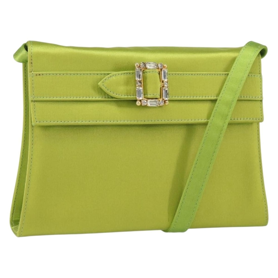 Green Satin Shoulder Bag by Salvatore Ferragamo Made in Italy (1 of 18)