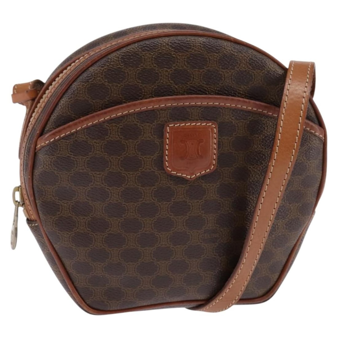 CELINE Macadam Canvas Brown Gold PVC Leather Shoulder Bag Auth Italy: CELINE Macadam Canvas Brown Gold PVC Leather Shoulder Bag Auth Italy This authentic CELINE Macadam Canvas Shoulder Bag showcases a stylish blend of PVC leather and Macadam canvas in a rich brown and g