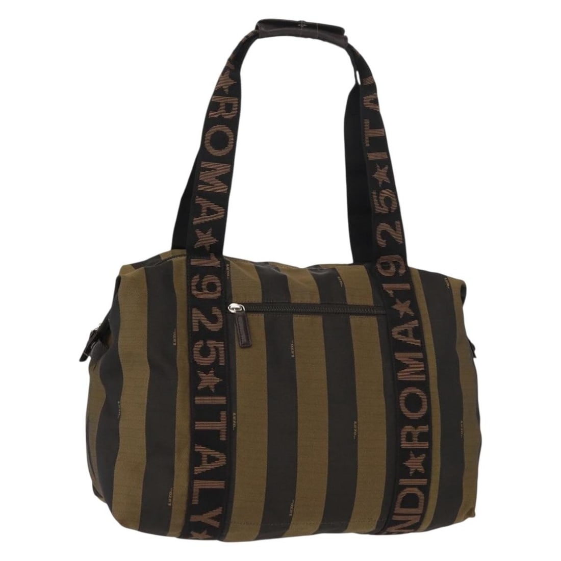 FENDI Pecan Canvas Hand Bag Nylon Black Brown Made in Italy: FENDI Pecan Canvas Hand Bag Nylon Black Brown Made in Italy This FENDI Pecan Canvas Hand Bag combines elegance with practicality, featuring a stylish black and brown nylon exterior. With approximate d