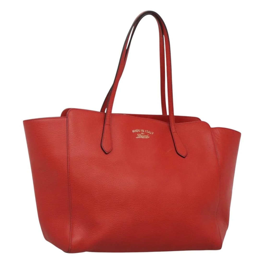 GUCCI 354397 Red Gold Leather Tote Bag Authentic: GUCCI 354397 Red Gold Leather Tote Bag Authentic This authentic GUCCI Tote Bag combines luxurious red leather with elegant gold accents, making it a striking accessory for any occasion. Crafted in Ita