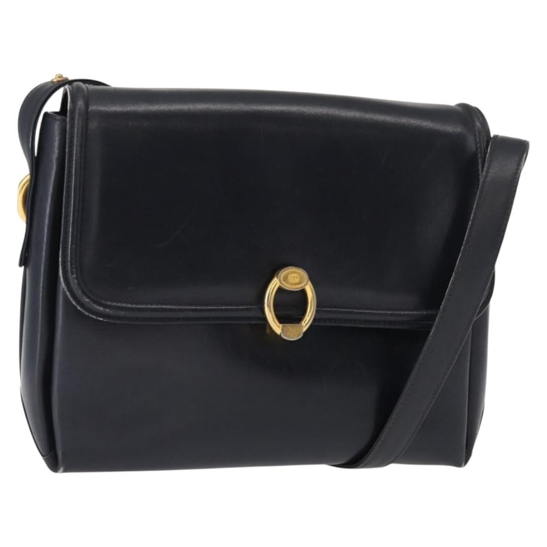 GUCCI Navy Gold Leather Shoulder Bag 406 001 2115 Auth (1 of 18)