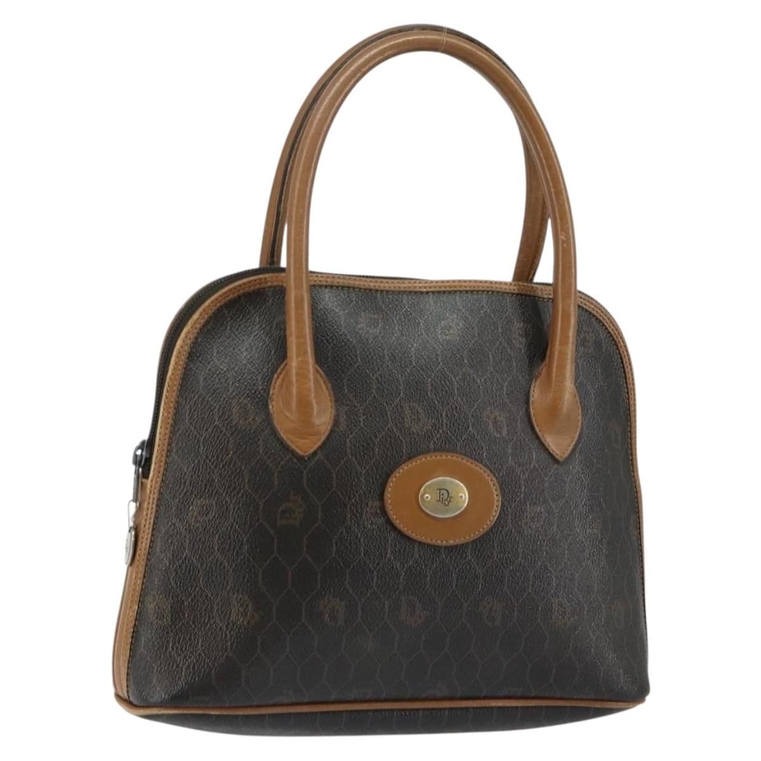 Christian Dior Black Honeycomb Canvas Hand Bag PVC Auth BA6581: Christian Dior Black Honeycomb Canvas Hand Bag PVC Auth BA6581 This authentic Christian Dior Honeycomb Canvas Hand Bag is a stylish accessory crafted in France. Made from durable PVC leather with a ho