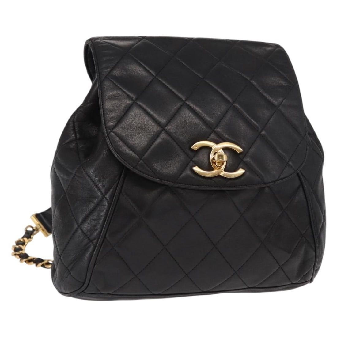 Chanel Black Lambskin Matelasse Backpack with Gold CC Italy (1 of 18)