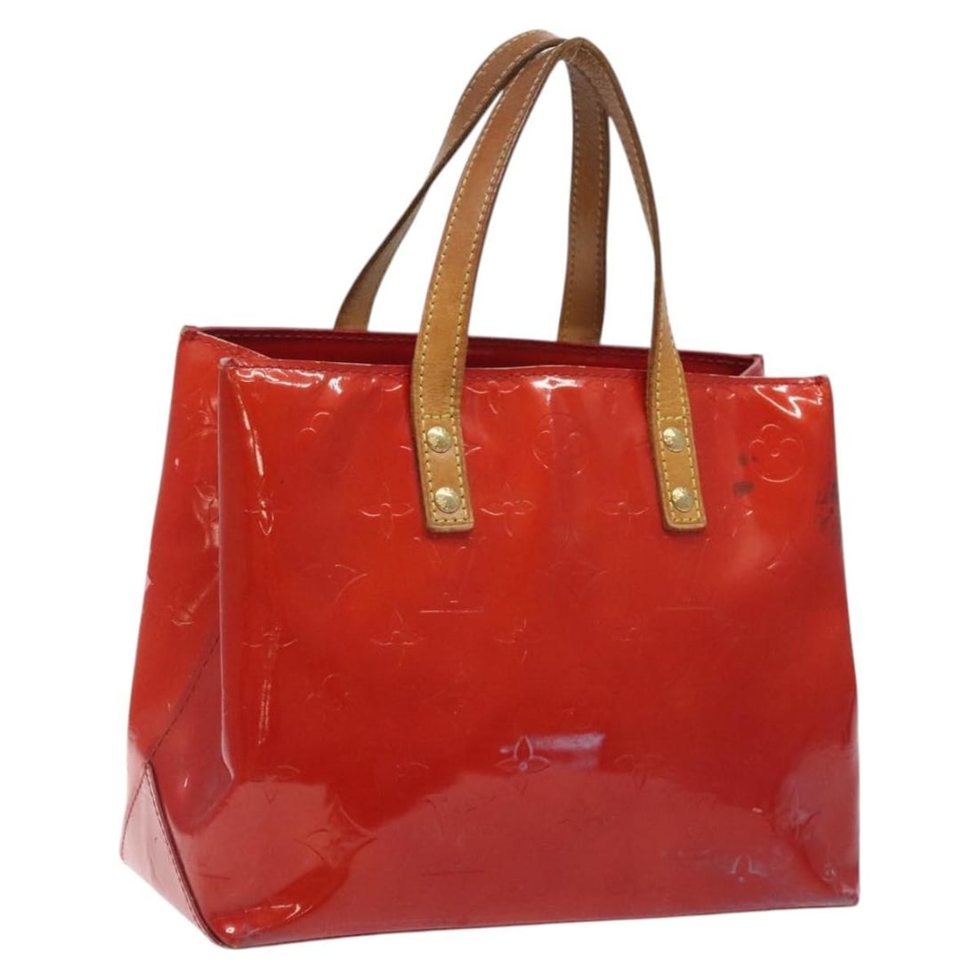 LOUIS VUITTON Monogram Vernis Reade PM Hand Bag Red M91088 Auth (1 of 18)