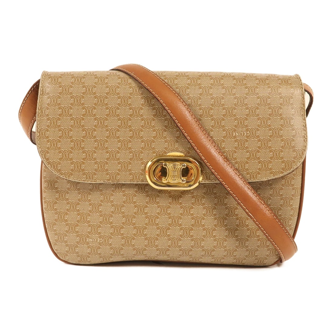 CELINE Vintage GHW Brown Calfskin Crossbody Shoulder Bag (1 of 13)