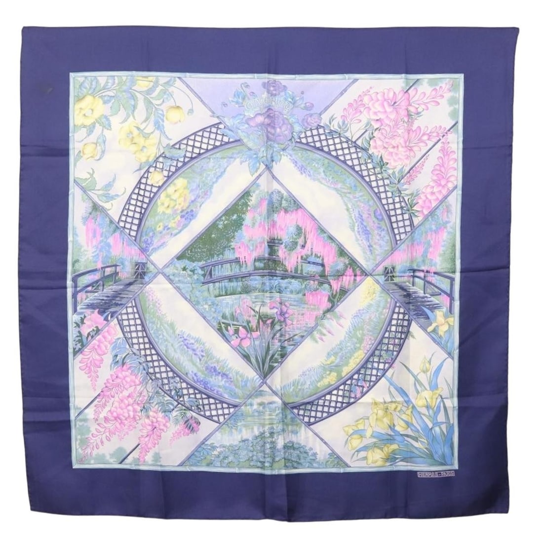 HERMES GIVERNY Carre 90 Silk Scarf Blue France (1 of 14)