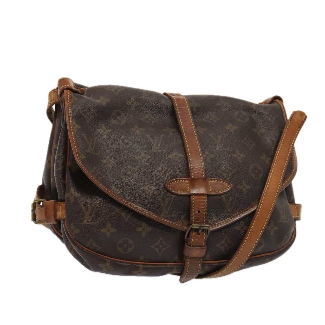 Authentic LOUIS VUITTON Monogram Saumur 30 Shoulder Bag M42256: Authentic LOUIS VUITTON Monogram Saumur 30 Shoulder Bag M42256 This LOUIS VUITTON Monogram Saumur 30 Shoulder Bag, model M42256, is a stylish and practical accessory crafted from durable Monogram Canv