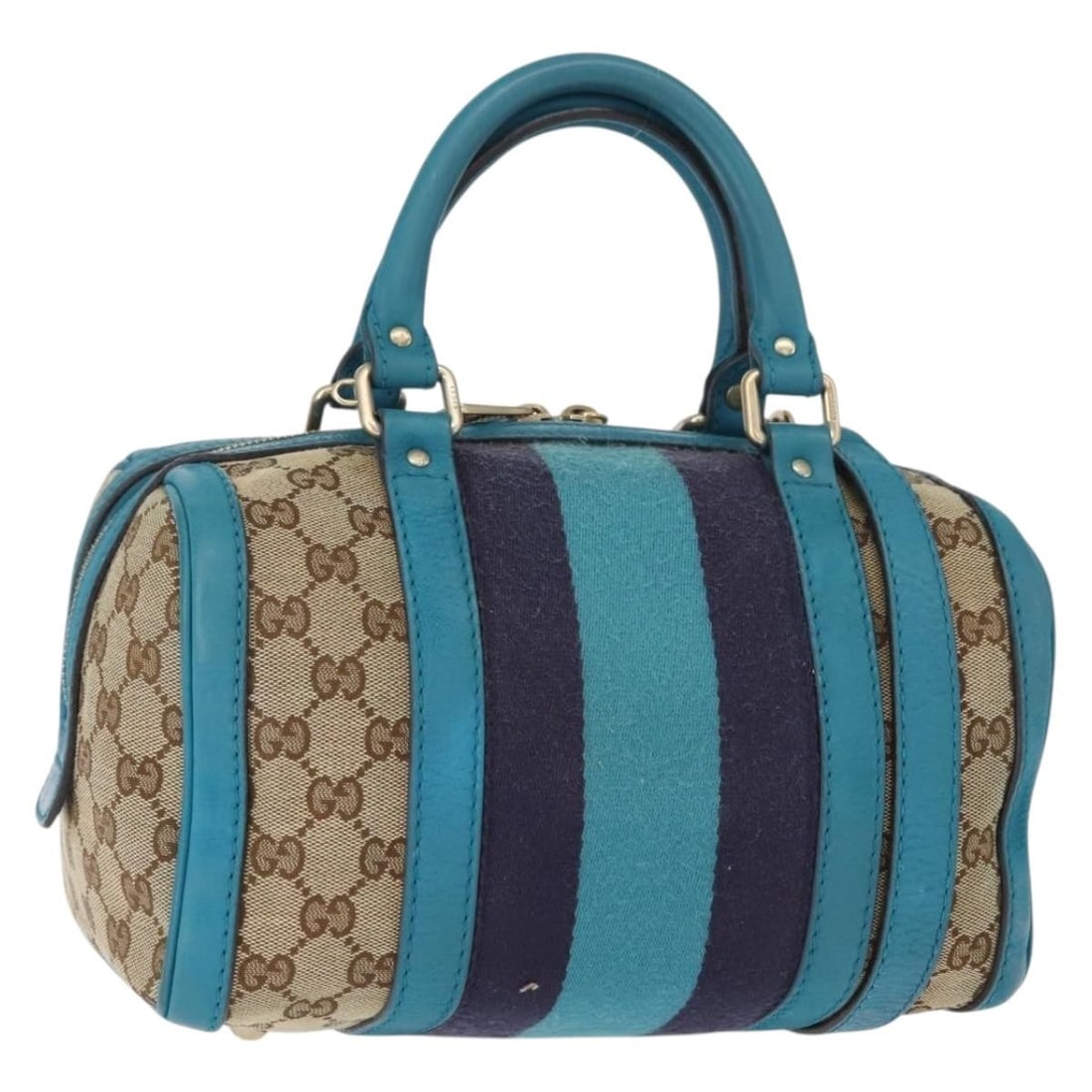 GUCCI GG Canvas Sherry Line Hand Bag Blue Gold 269876 Authentic: GUCCI GG Canvas Sherry Line Hand Bag Blue Gold 269876 Authentic This authentic GUCCI GG Canvas Sherry Line Hand Bag combines luxury with practicality, featuring a chic blue and gold colorway. Crafted