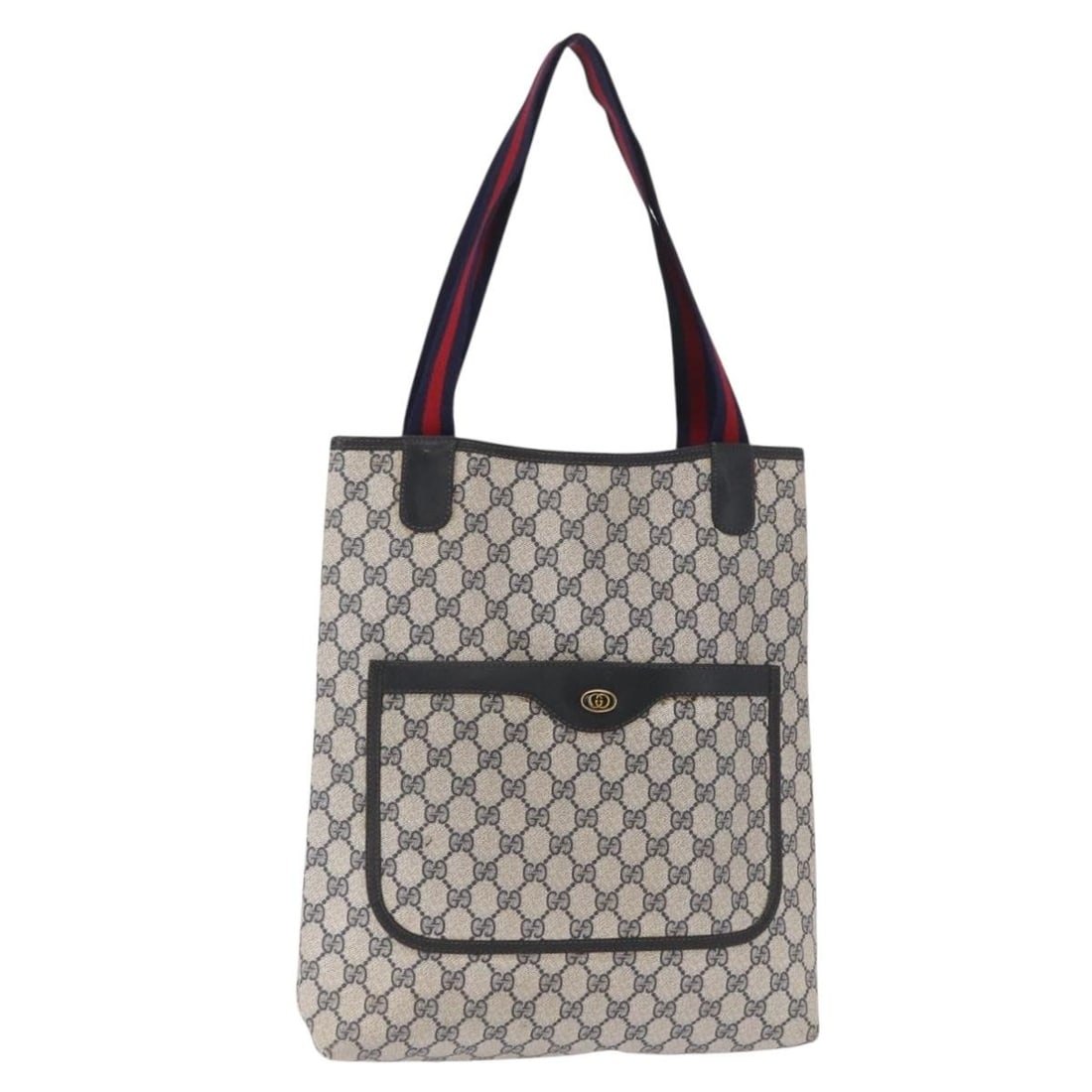 GUCCI GG Supreme Sherry Tote Bag PVC Navy Gold 39 002 4487 Auth: GUCCI GG Supreme Sherry Tote Bag PVC Navy Gold 39 002 4487 Auth Elevate your style with this authentic GUCCI GG Supreme Sherry Line Tote Bag, crafted from high-quality PVC leather in a striking navy a
