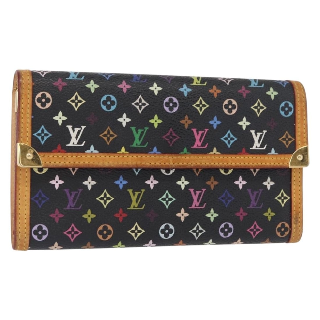 LOUIS VUITTON Monogram Multicolor Porte Tresor Wallet Black M92658 Authentic (1 of 18)
