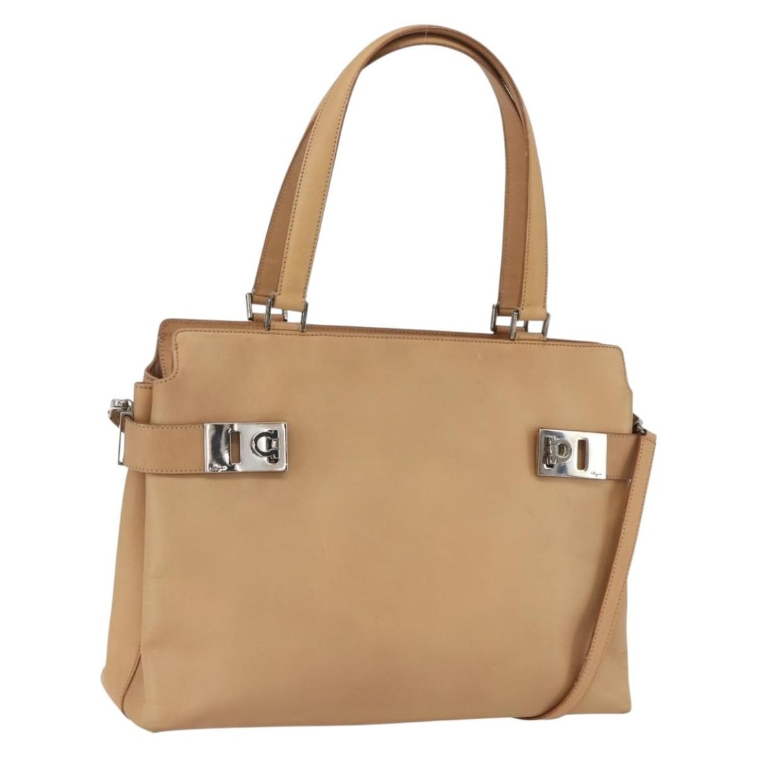 Beige Leather Gancini Shoulder and Handbag by Salvatore Ferragamo Italy (1 of 18)