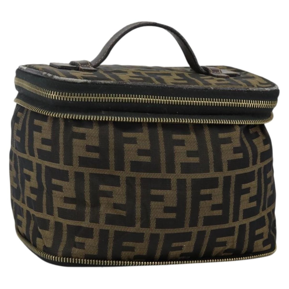 FENDI Zucca Canvas Vanity Pouch Black Brown Made in Italy: FENDI Zucca Canvas Vanity Pouch Black Brown Made in Italy This Fendi Vanity Pouch combines style and practicality with its classic Zucca Canvas design in a chic black and brown color scheme. Measuring