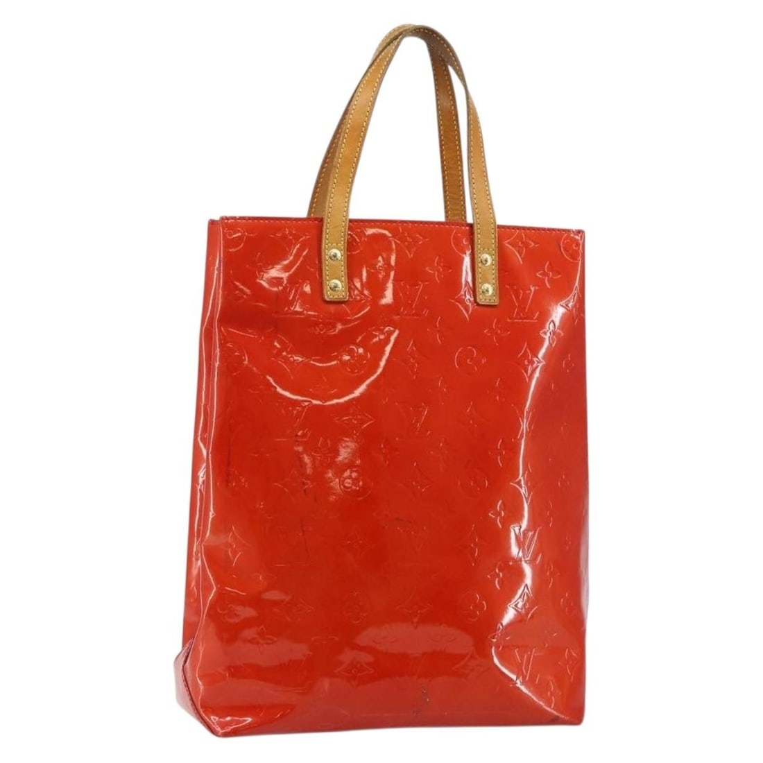 LOUIS VUITTON Monogram Vernis Reade MM Hand Bag Red Patent Leather M91086 (1 of 18)