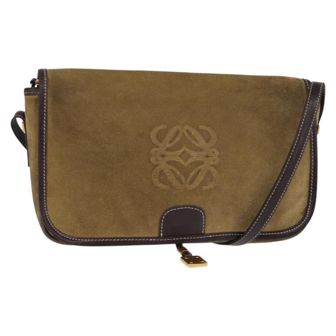 LOEWE Anagram Beige Gold Suede Leather Shoulder Bag with Strap Drop 20.9in: LOEWE Anagram Beige Gold Suede Leather Shoulder Bag with Strap Drop 20.9in This LOEWE Anagram Shoulder Bag combines luxurious suede leather in a sophisticated beige and gold color palette. Crafted in