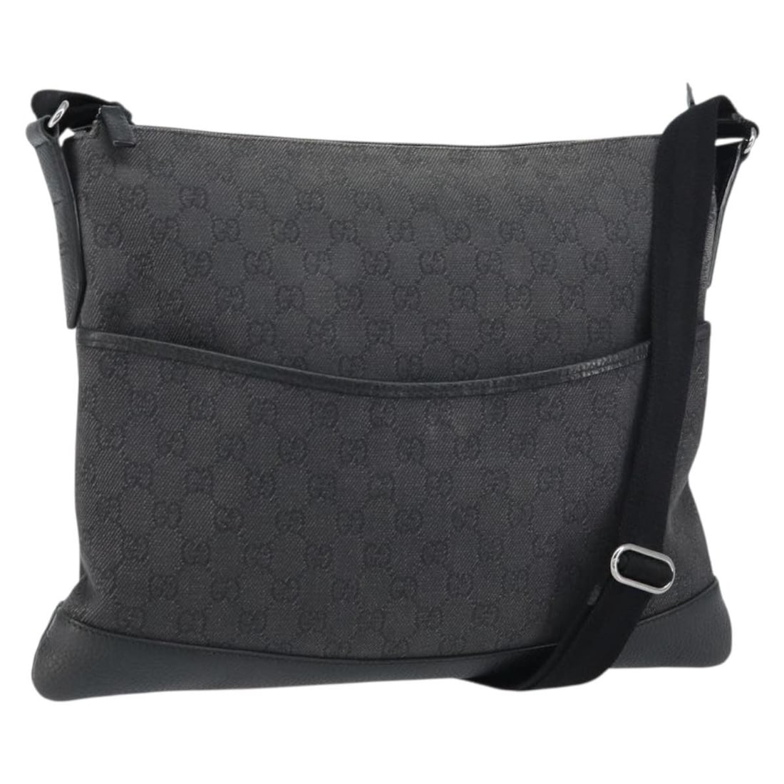 Black GG Canvas Gucci Shoulder Bag with Silver Accents 374411 (1 of 18)