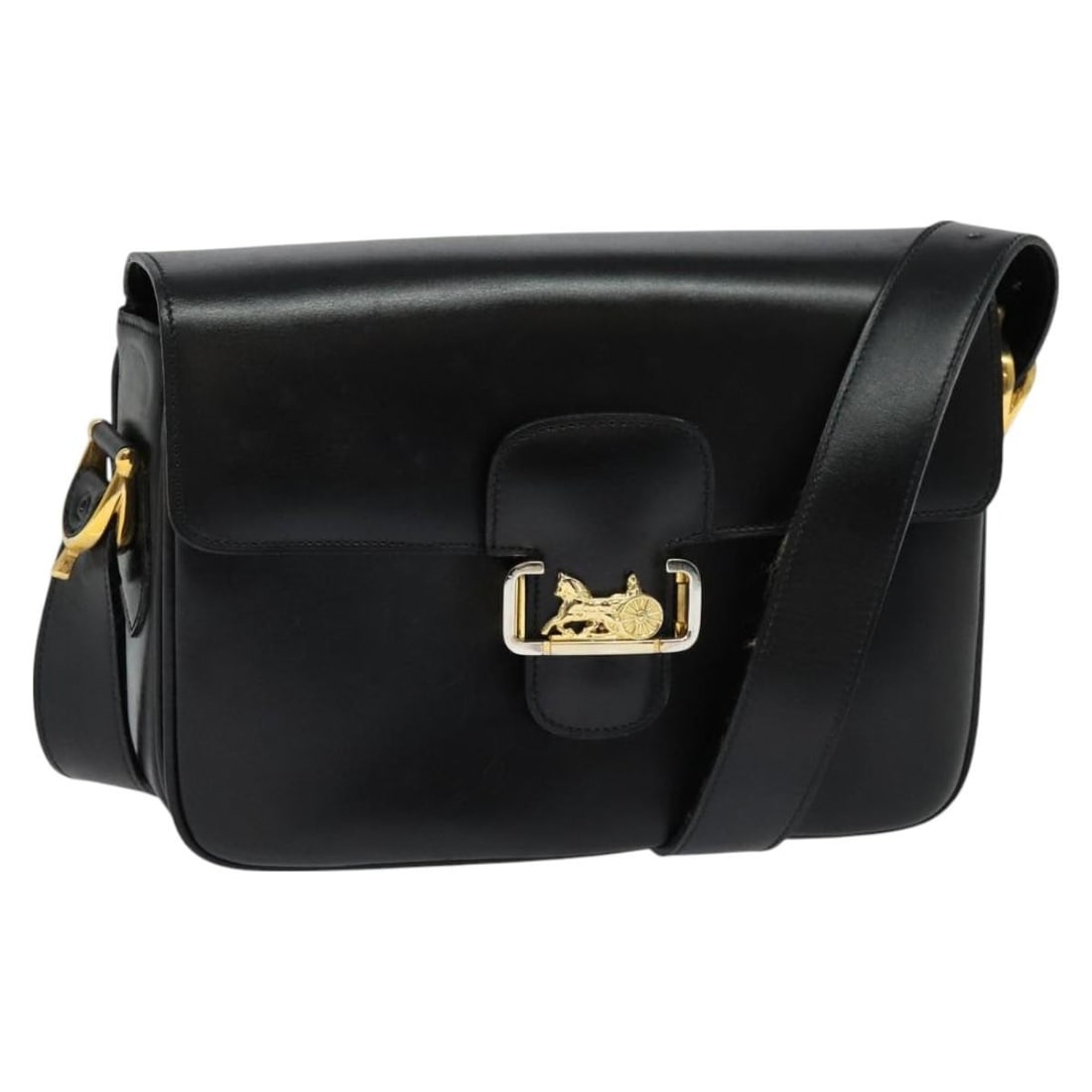 CELINE Sulky Shoulder Bag Leather Black Gold Made in Italy (1 of 18)