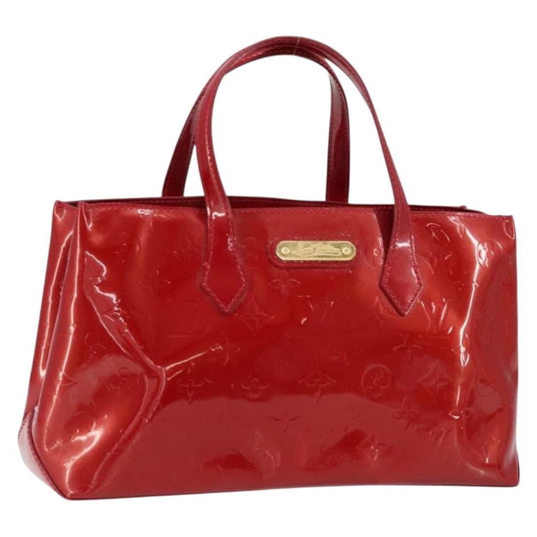 LOUIS VUITTON Monogram Vernis Wilshire PM Hand Bag Pomme D'amour M93642 Auth (1 of 18)