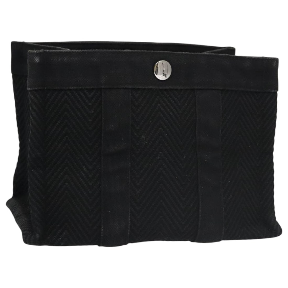 HERMES Mini Cabas Black Canvas Pouch Made in France: HERMES Mini Cabas Black Canvas Pouch Made in France This authentic HERMES Mini Cabas Pouch is crafted from durable black canvas, showcasing the brand's commitment to quality and style. Perfect for eve