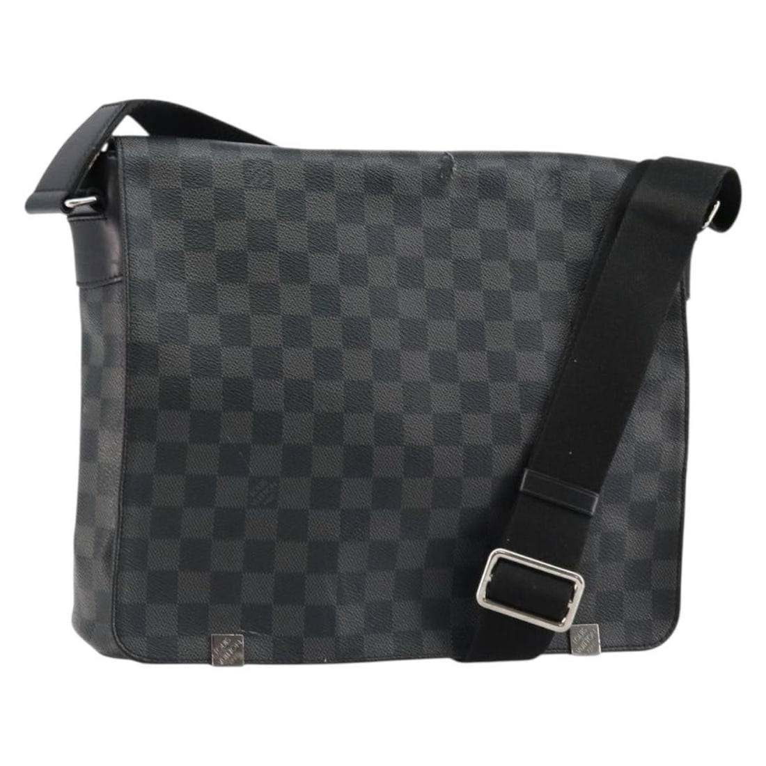 LOUIS VUITTON Damier Graphite District MM Shoulder Bag N41272 Made in Spain: LOUIS VUITTON Damier Graphite District MM Shoulder Bag N41272 Made in Spain This authentic Louis Vuitton Damier Graphite District MM Shoulder Bag showcases a stylish and practical design, perfect for