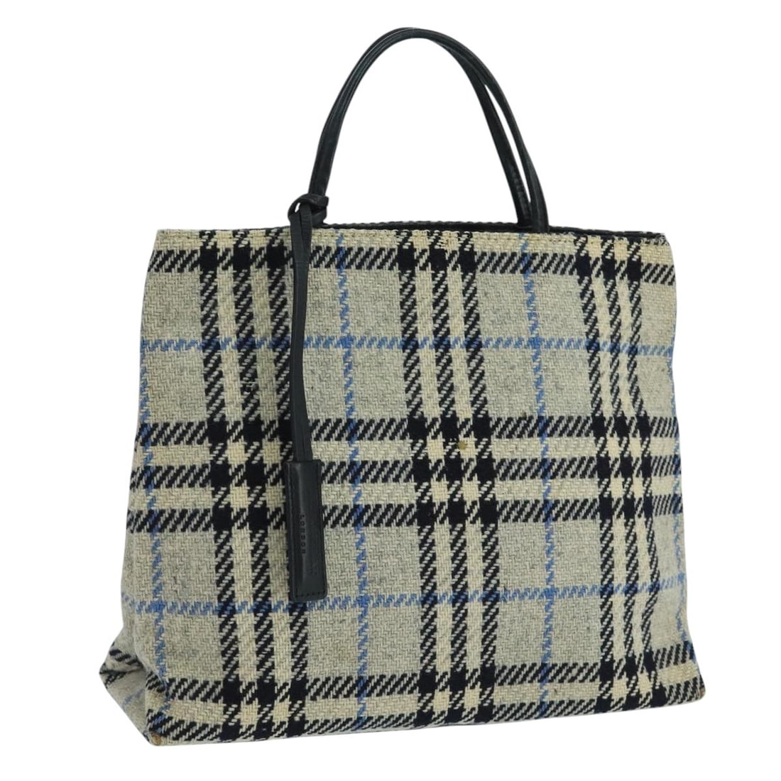 Burberry Nova Check Gray Wool Hand Bag Auth Italy 101983 (1 of 18)