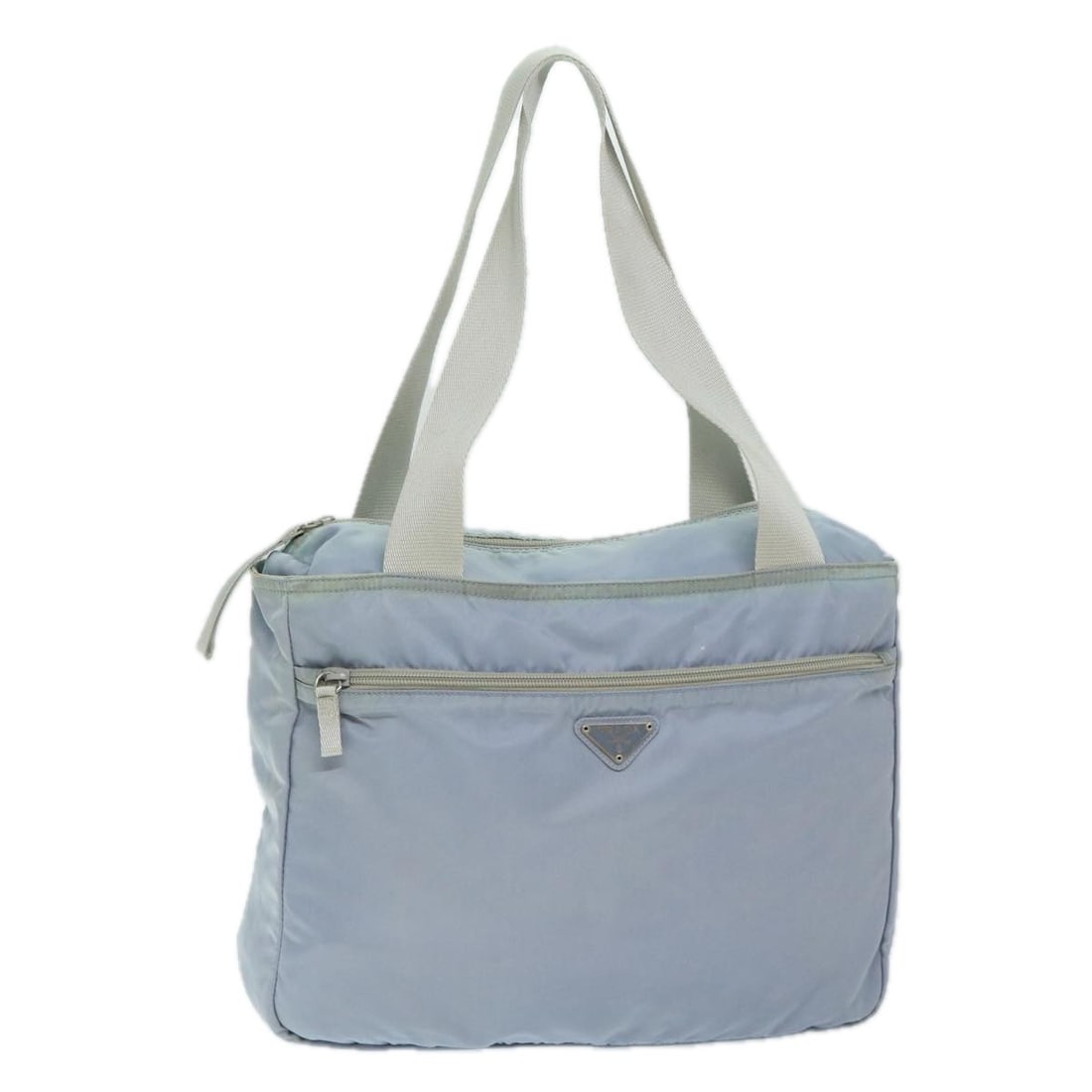 PRADA Light Blue Nylon Tote Bag Made in Italy: PRADA Light Blue Nylon Tote Bag Made in Italy This authentic PRADA tote bag is a stylish and functional accessory, crafted from durable nylon in a light blue hue. With approximate dimensions of 13.4 i