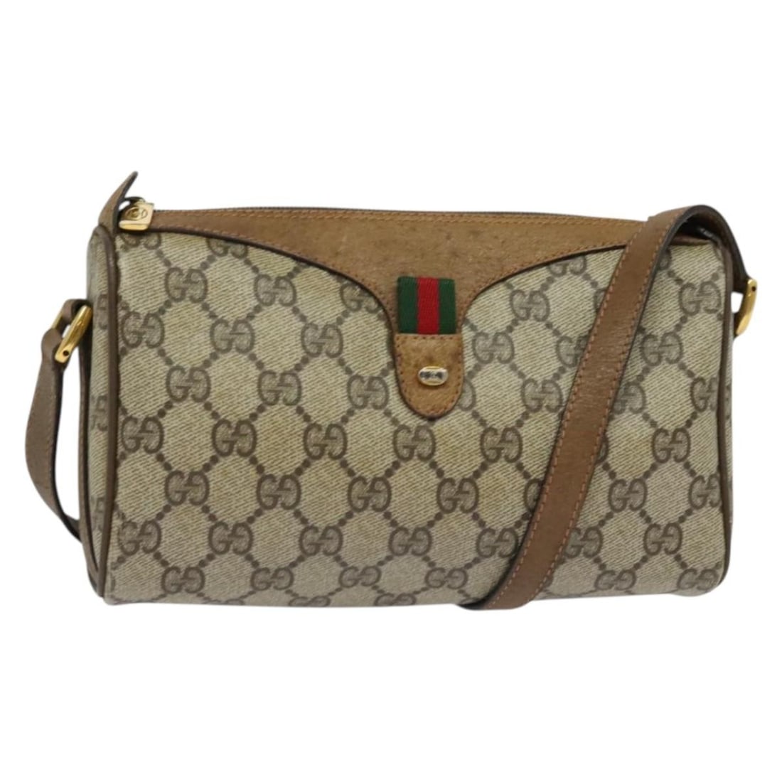 GUCCI GG Supreme Sherry Line PVC Shoulder Bag Beige Gold 89 02 018 Auth: GUCCI GG Supreme Sherry Line PVC Shoulder Bag Beige Gold 89 02 018 Auth This authentic GUCCI GG Supreme Web Sherry Line Shoulder Bag combines elegance with practicality. Crafted from durable PVC leath