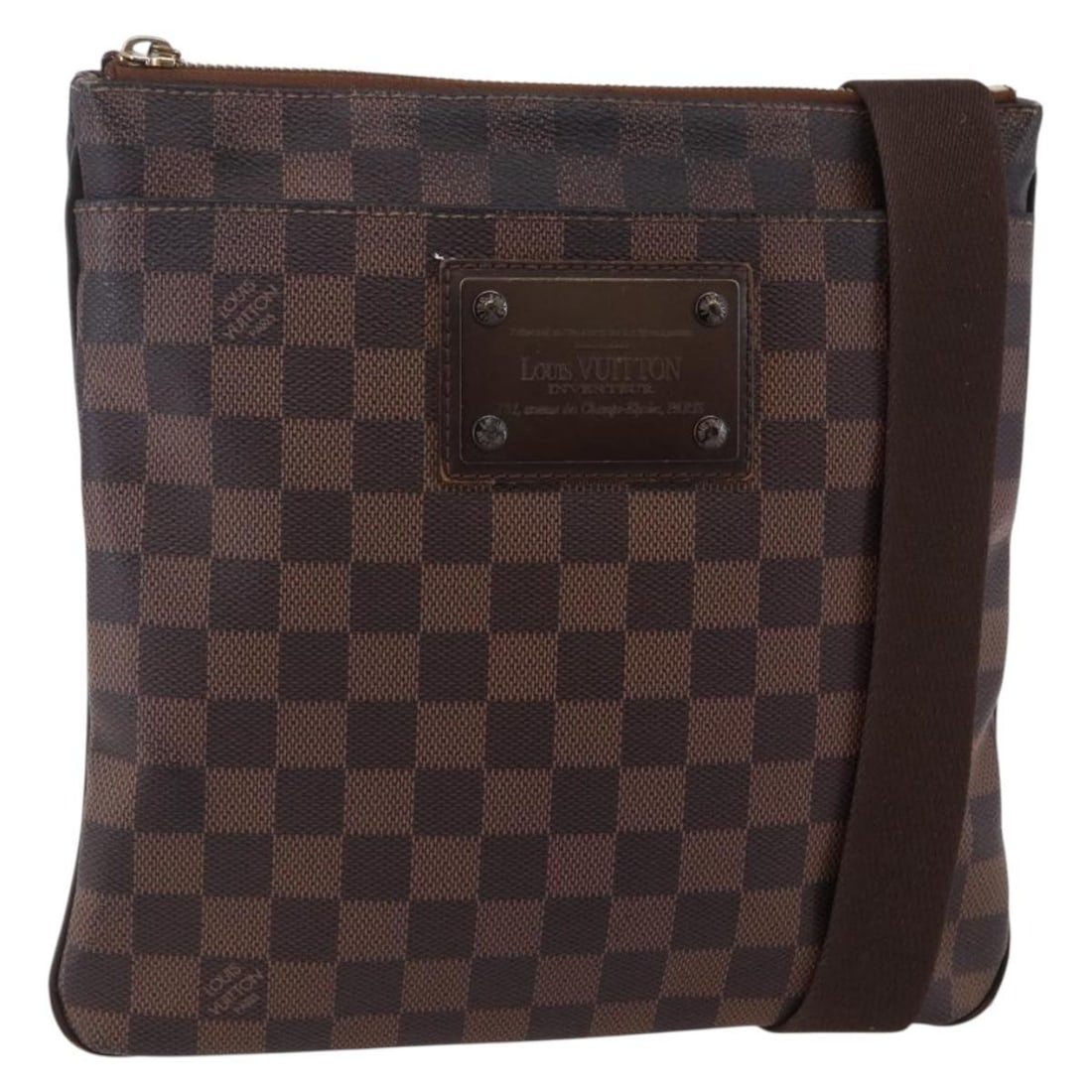 LOUIS VUITTON Damier Ebene Pochette Platt Shoulder Bag N41100 Auth: LOUIS VUITTON Damier Ebene Pochette Platt Shoulder Bag N41100 Auth This authentic LOUIS VUITTON Damier Ebene Pochette Platt Brooklyn Bag (Product No. N41100) features the iconic Damier Ebene canvas, o