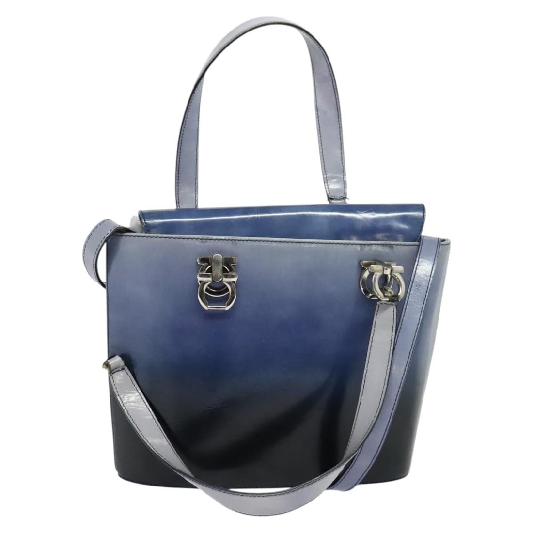 Salvatore Ferragamo Gancini Purple Silver Leather Tote Bag Auth 2way: Salvatore Ferragamo Gancini Purple Silver Leather Tote Bag Auth 2way This Salvatore Ferragamo Gancini Tote Bag is a stunning accessory made from high-quality leather in a striking purple and silver co