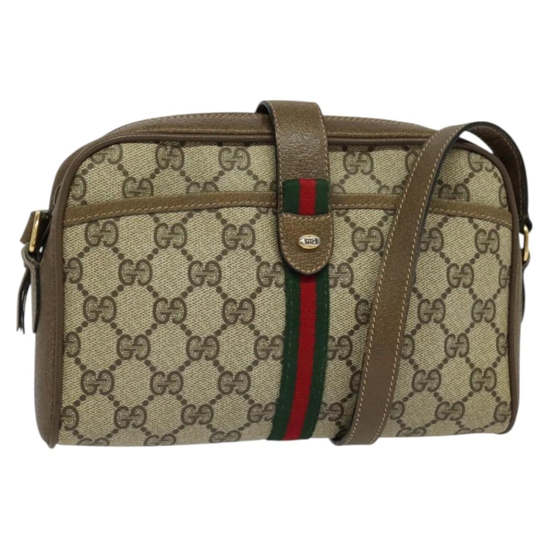 GUCCI GG Supreme Sherry Line Shoulder Bag PVC Beige Gold 10 02 055 Auth: GUCCI GG Supreme Sherry Line Shoulder Bag PVC Beige Gold 10 02 055 Auth Elevate your style with this authentic GUCCI GG Supreme Web Sherry Line Shoulder Bag, crafted from durable PVC leather in a chic