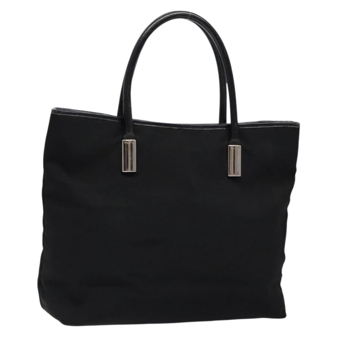 GUCCI Black Silver Nylon Tote Bag 002 2123 0457 Auth Italy: GUCCI Black Silver Nylon Tote Bag 002 2123 0457 Auth Italy This authentic GUCCI Tote Bag showcases a sleek nylon exterior in a striking black and silver colorway. Crafted in Italy, this stylish tote i