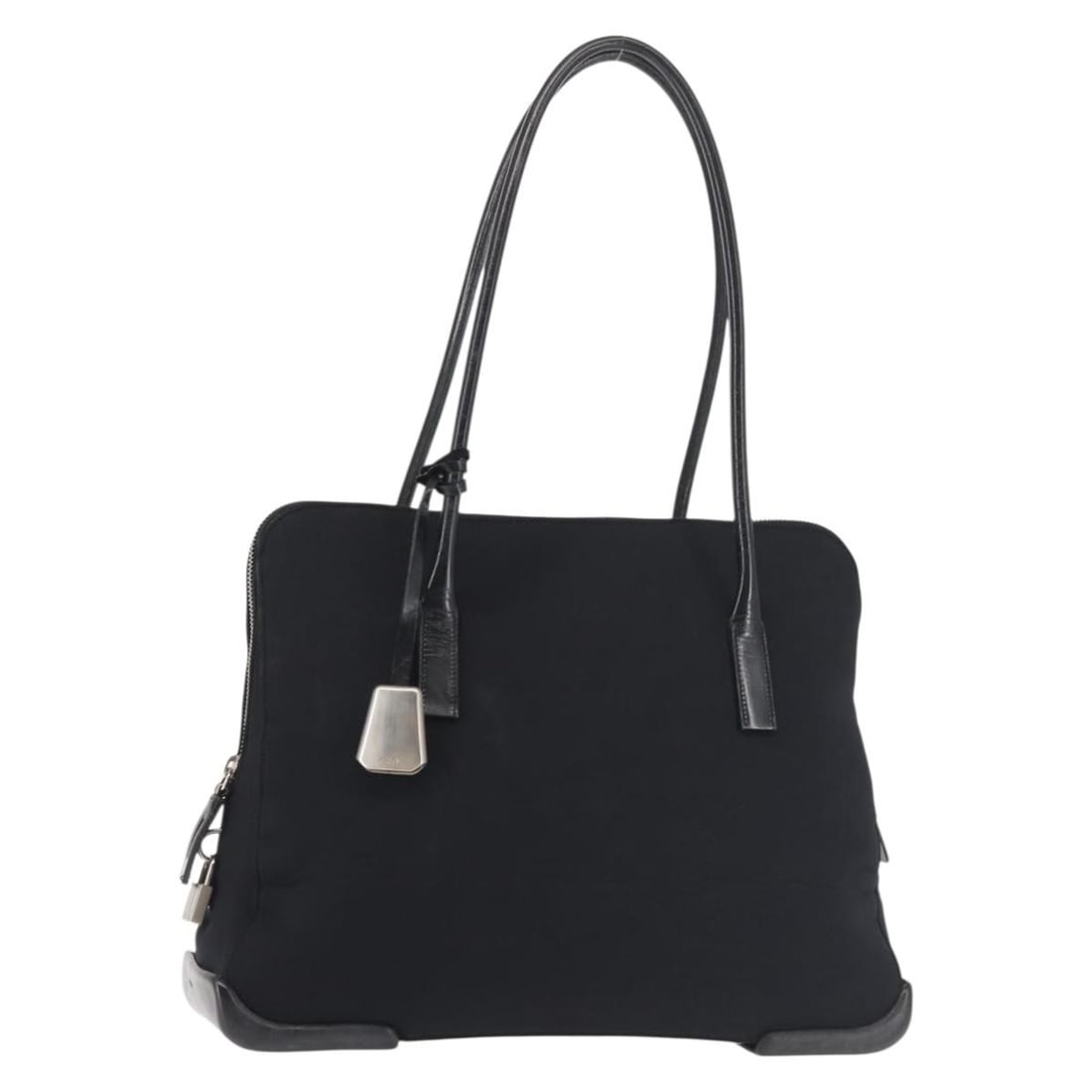 PRADA Black Silver Nylon Tote Bag BA6439 Authentic Italy: PRADA Black Silver Nylon Tote Bag BA6439 Authentic Italy This stylish PRADA Tote Bag is crafted from durable nylon in a sleek black and silver color scheme. With its spacious interior and practical de