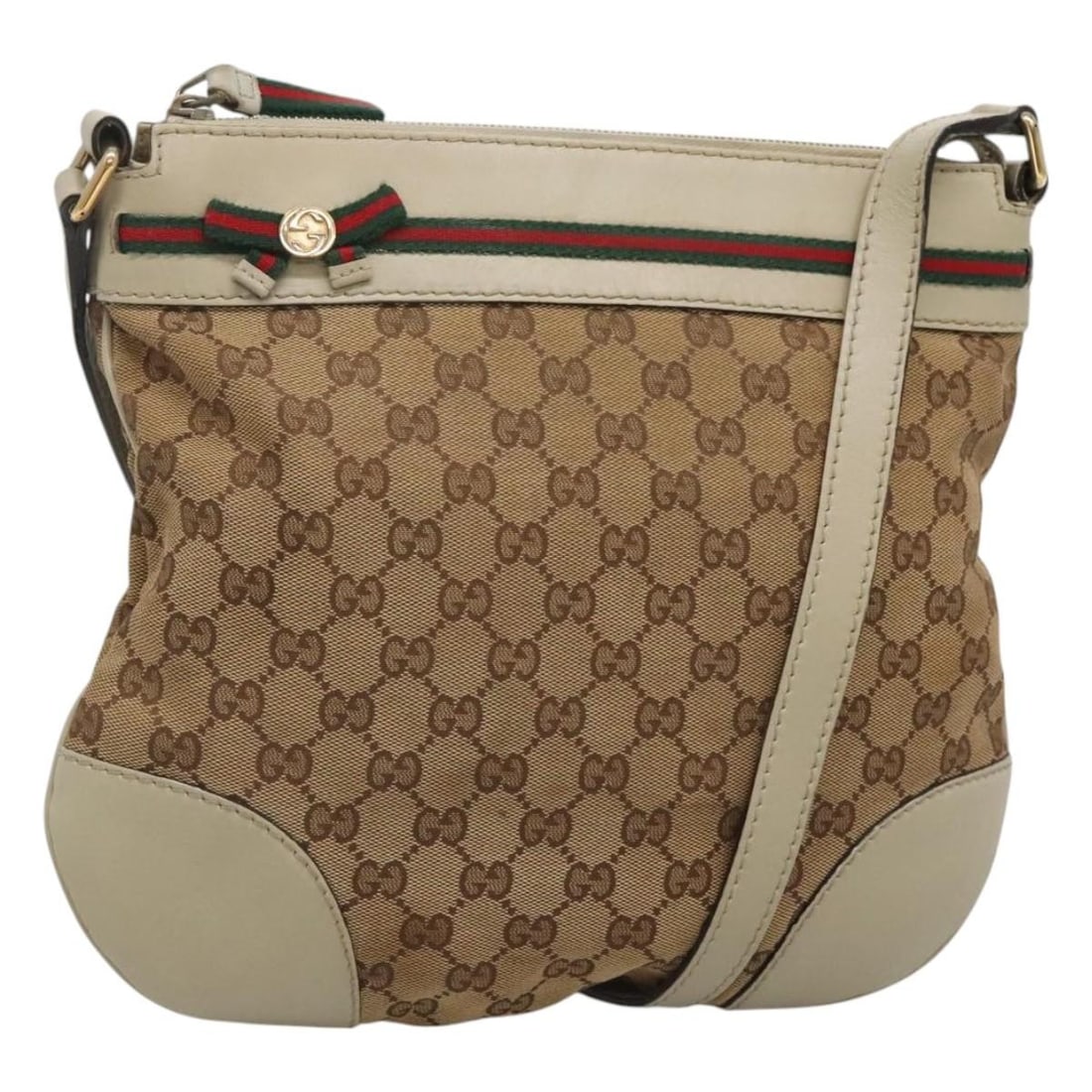 GUCCI GG Canvas Sherry Line Shoulder Bag Beige Gold 257065 Auth: GUCCI GG Canvas Sherry Line Shoulder Bag Beige Gold 257065 Auth This GUCCI GG Canvas Web Sherry Line Shoulder Bag features a stylish blend of beige and gold tones, crafted from durable GG Canvas. The